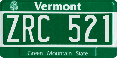 VT license plate ZRC521