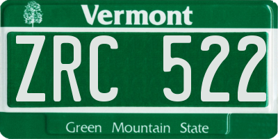 VT license plate ZRC522