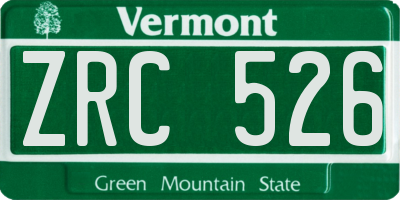 VT license plate ZRC526