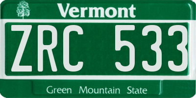 VT license plate ZRC533