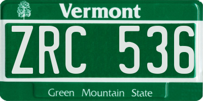 VT license plate ZRC536