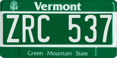 VT license plate ZRC537