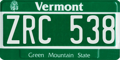 VT license plate ZRC538