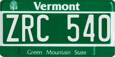 VT license plate ZRC540