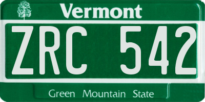 VT license plate ZRC542