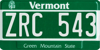 VT license plate ZRC543