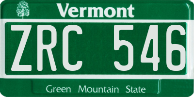 VT license plate ZRC546