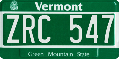 VT license plate ZRC547