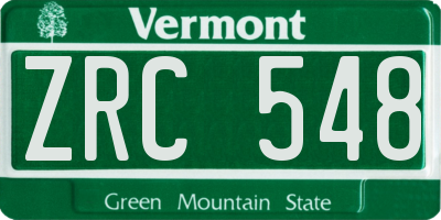 VT license plate ZRC548