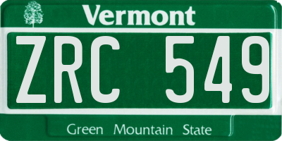VT license plate ZRC549