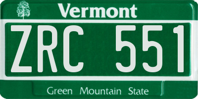 VT license plate ZRC551