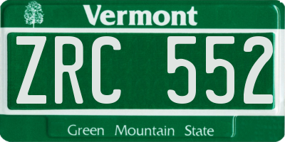 VT license plate ZRC552