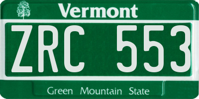 VT license plate ZRC553