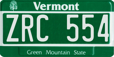 VT license plate ZRC554
