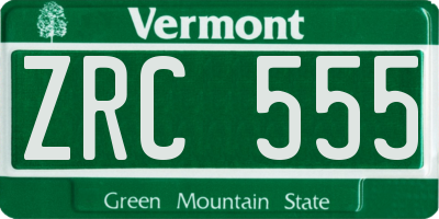 VT license plate ZRC555
