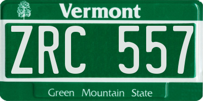 VT license plate ZRC557