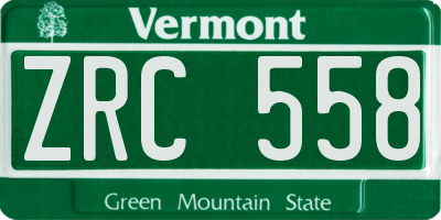 VT license plate ZRC558