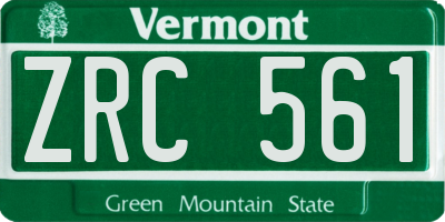 VT license plate ZRC561