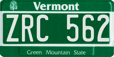 VT license plate ZRC562