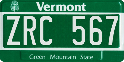 VT license plate ZRC567