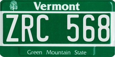 VT license plate ZRC568