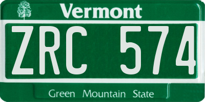 VT license plate ZRC574