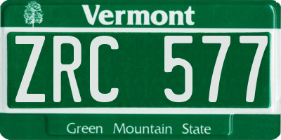 VT license plate ZRC577