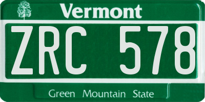 VT license plate ZRC578