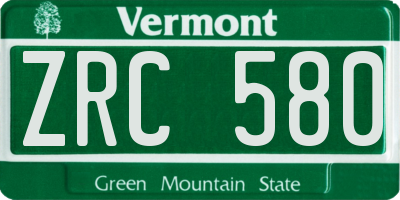 VT license plate ZRC580
