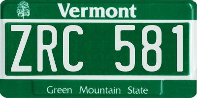 VT license plate ZRC581