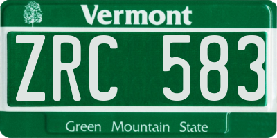 VT license plate ZRC583