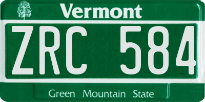 VT license plate ZRC584