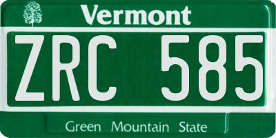 VT license plate ZRC585