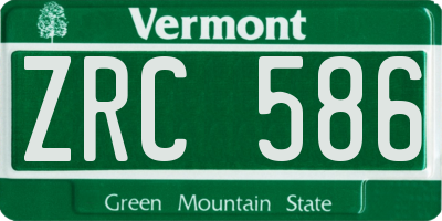 VT license plate ZRC586