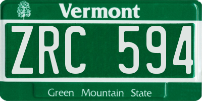 VT license plate ZRC594