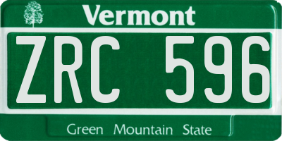 VT license plate ZRC596