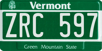 VT license plate ZRC597