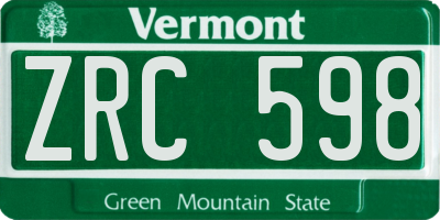 VT license plate ZRC598