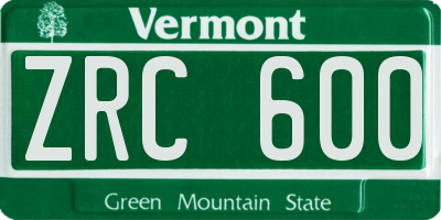 VT license plate ZRC600