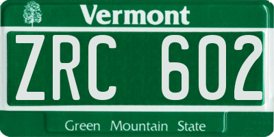 VT license plate ZRC602