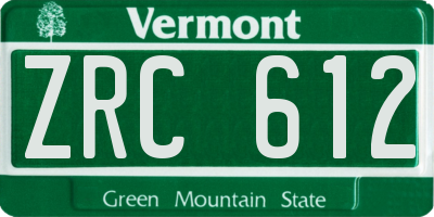 VT license plate ZRC612