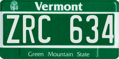VT license plate ZRC634