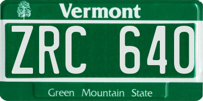 VT license plate ZRC640