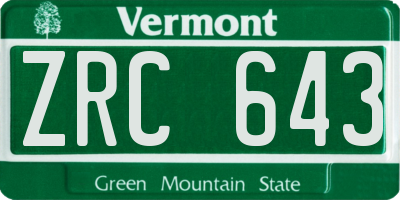 VT license plate ZRC643