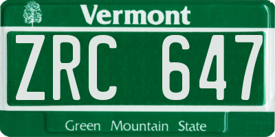 VT license plate ZRC647