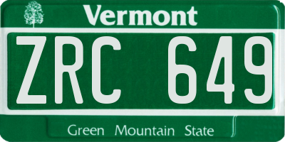 VT license plate ZRC649