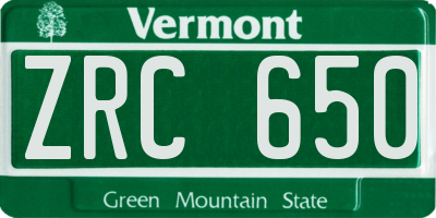 VT license plate ZRC650