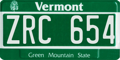 VT license plate ZRC654