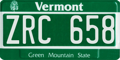 VT license plate ZRC658