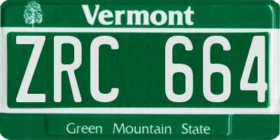 VT license plate ZRC664